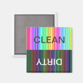レインボーストライプのクリーン/ダーティ マグネット (正面/裏面)