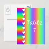 レインボーストライプのハート結婚のテーブル番号 ポストカード (正面/裏面)