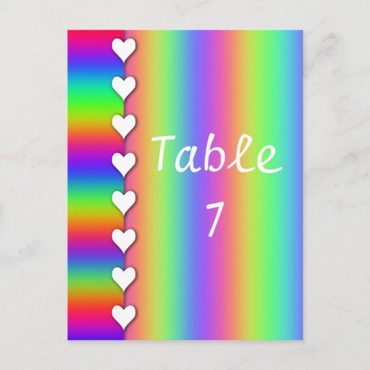 レインボーストライプのハート結婚のテーブル番号 ポストカード (正面)