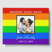 レインボーストライプのフォトゲイプライドLGBTQ結婚ズ ゲストブック (正面)