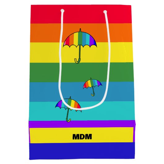 レインボーストライプの傘 ミディアムペーパーバッグ (裏面)