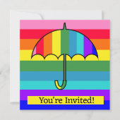 レインボーストライプの傘 招待状 (正面)