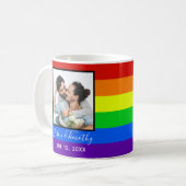 レインボーストライプの写真LGBTQ結婚記念日 コーヒーマグカップ (正面左)