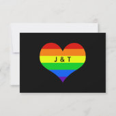 レインボーストライプのLGBTQカップルゲイ結婚ズ 出欠カード (裏面)