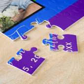 レインボーストライプのLGBTQカップル写真記念日 ジグソーパズル (側面)