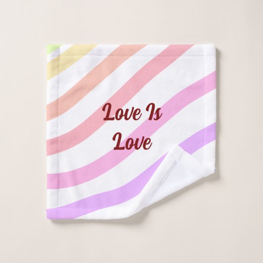 レインボーストライプカラフルパステル愛は愛プライド ウォッシュタオル (ウォッシュタオル)