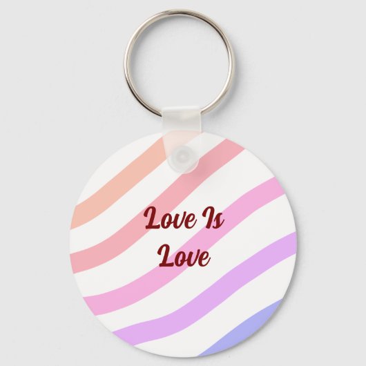 レインボーストライプカラフルパステル愛は愛プライド キーホルダー (正面)