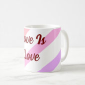 レインボーストライプカラフルパステル愛は愛プライド コーヒーマグカップ (正面右)