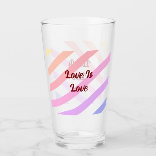 レインボーストライプカラフルパステル愛は愛プライド タンブラーグラス (正面)