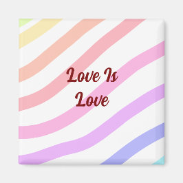 レインボーストライプカラフルパステル愛は愛プライド マグネット