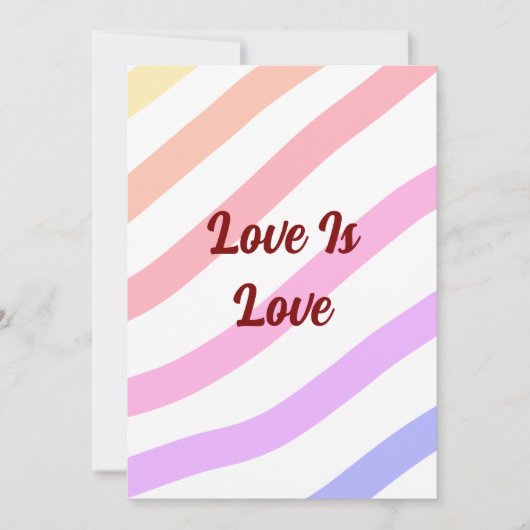 レインボーストライプカラフルパステル愛は愛プライド 招待状 (正面)