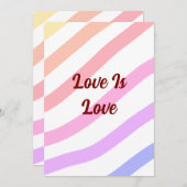 レインボーストライプカラフルパステル愛は愛プライド 招待状 (正面/裏面)