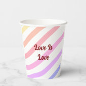 レインボーストライプカラフルパステル愛は愛プライド 紙コップ (裏面)