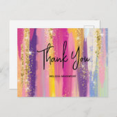 レインボーストライプグリッターフェイクサンキュー ポストカード (正面/裏面)