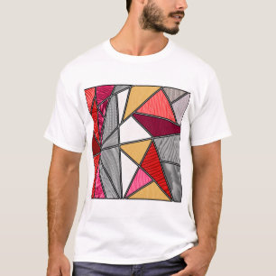 レインボーストライプス抽象デザイン Tシャツ