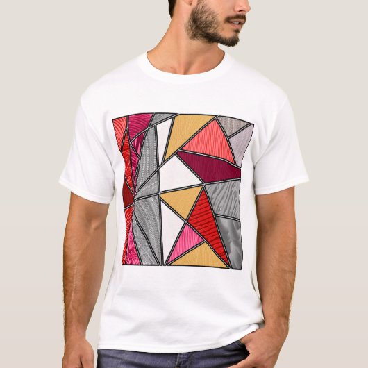 レインボーストライプス抽象デザイン Tシャツ (正面)