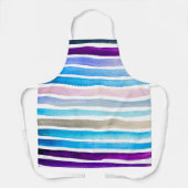 レインボーストライプズかわいい水彩絵付きエプロン エプロン (正面)