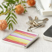 レインボーストライプズかわいい水色 キーホルダー (側面)