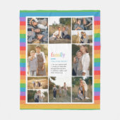 レインボーストライプズファミリー定義フォトコラージュ フリースブランケット (正面)