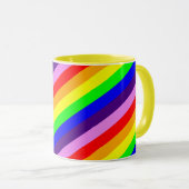 レインボーストライプズ対角クラシック明カラフルるい マグカップ (正面右)