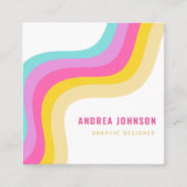 レインボーストライプズ波ミニマカラフルリストQRコード スクエア名刺 (正面)