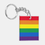 レインボーストライプズ色LGBTゲイ国旗 キーホルダー (正面左)