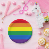 レインボーストライプズ色LGBTゲイ国旗 ペーパープレート (パーティー)