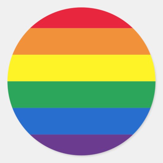 レインボーストライプズ色Lgbt Lgbtqゲイ国旗 ラウンドシール (正面)