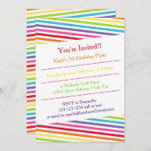 レインボーストライプズ誕生日パーティー – 招待状 (正面/裏面)
