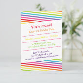 レインボーストライプズ誕生日パーティー – 3x5招待状 招待状 (スタンド正面)