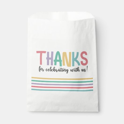 レインボーストライプズ赤ちゃんシャワー感謝してい フェイバーバッグ (正面)