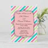 レインボーストライプズ青緑と白 招待状 (スタンド正面)