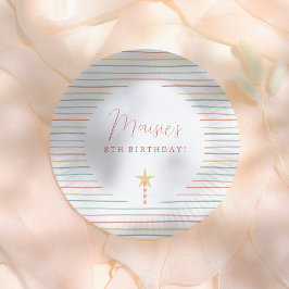 レインボーストライプズ&スターキャンドルバースデーパーティー ペーパープレート