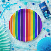 レインボーストライプズ ペーパープレート (パーティー)