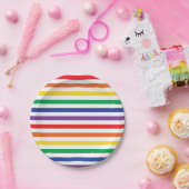 レインボーストライプズ ペーパープレート (パーティー)