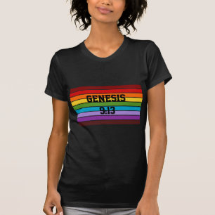 レインボーストライプズ、創世記第9章13節 Tシャツ