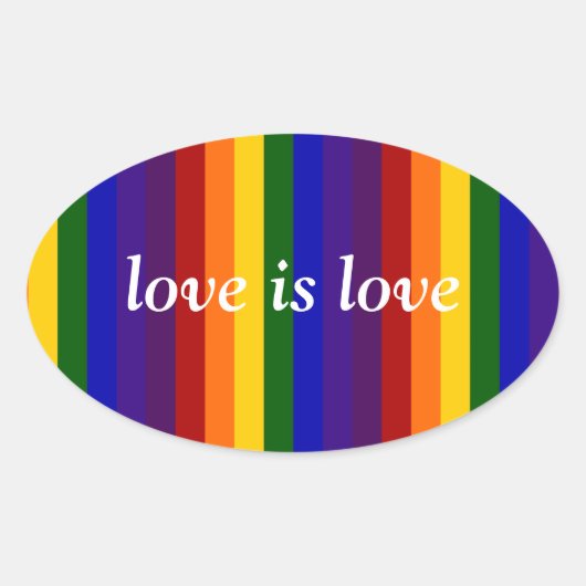 レインボーストライプズ 楕円形シール (正面)