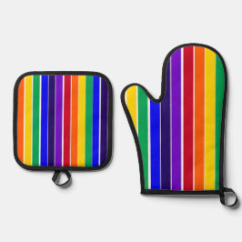 レインボーストライプズ 鍋つかみ&鍋敷きセット