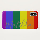 レインボーストライプズLGBTパーソナライズされた名 Case-Mate iPhoneケース (裏面(横))