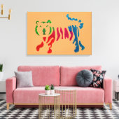 レインボーストライプタイガーアート キャンバスプリント (インサイチュ (リビング))