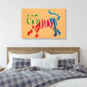 レインボーストライプタイガーアート キャンバスプリント (インサイチュ (寝室))