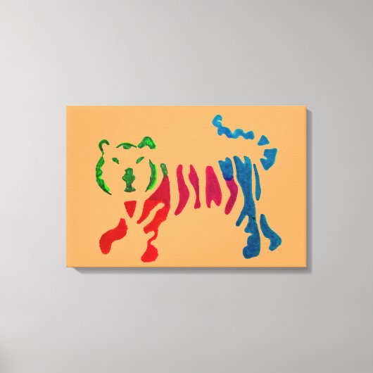 レインボーストライプタイガーアート キャンバスプリント (正面)