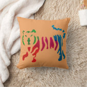 レインボーストライプタイガーアート クッション (ブランケット)