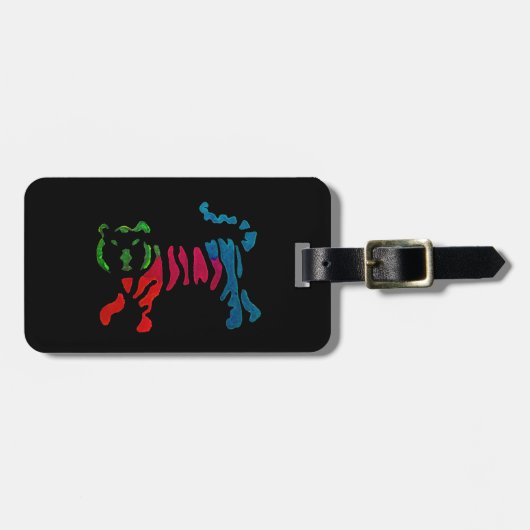 レインボーストライプタイガーアート ラゲッジタグ (正面横)