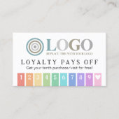 レインボーストライプハート10あなたのロゴロイヤリティパンチ ロイヤリティカード (正面)