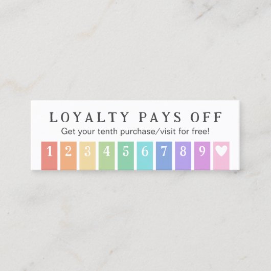 レインボーストライプハート10ロイヤリティペイオフパンチ ロイヤリティカード (正面)