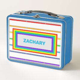 レインボーストライプパーソナライズされたズ名 メタルランチボックス