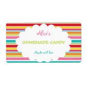 レインボーストライプパーソナライズされたホームメイドキャンディ ラベル (正面)