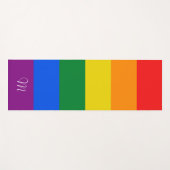 レインボーストライプフラッグのバスタオルセット ヨガマット (正面(横))