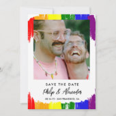 レインボーストライプブラシの写真日付の保存 セーブザデート (正面)